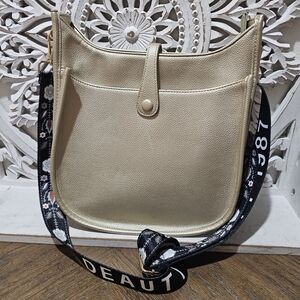 Gold Bag with Patterned Strap Crossbody